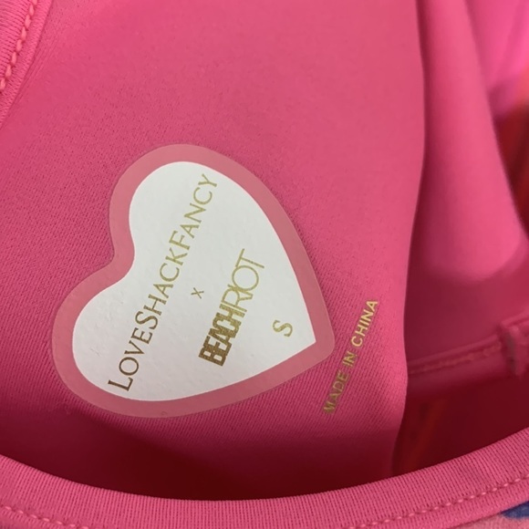 Loveshackfancy X Beach Riot Cheryl One Piece swimsuit small pink floral nwot - Picture 6 of 9